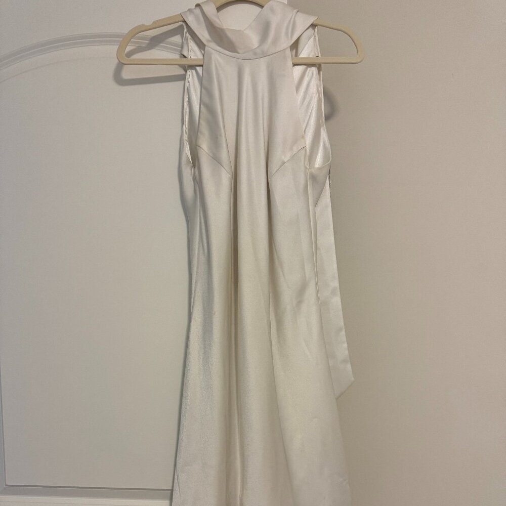 GALVAN Satin halterneck mini dress size FR 38